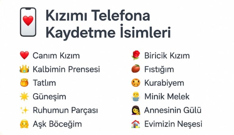 kızımı telefona kaydetme isimleri