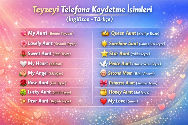 teyzeyi telefona kaydetme isimleri
