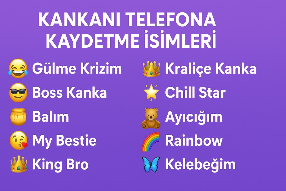 kankanı telefona kaydetme isimleri