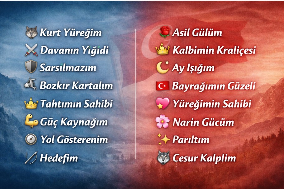 ülkücü sevgiliyi rehbere kaydetme isimleri